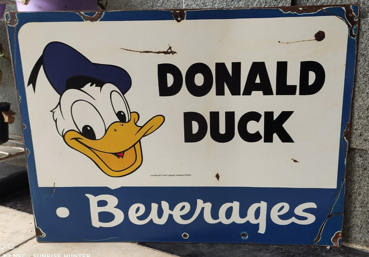 Rare! Vintage Donald Duck Cola Sign REPRODUCTION Metal