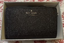 KateSpade K4714 Boxed Med Compact Bifold Wallet Shimmy Glitter Black Gift 169
