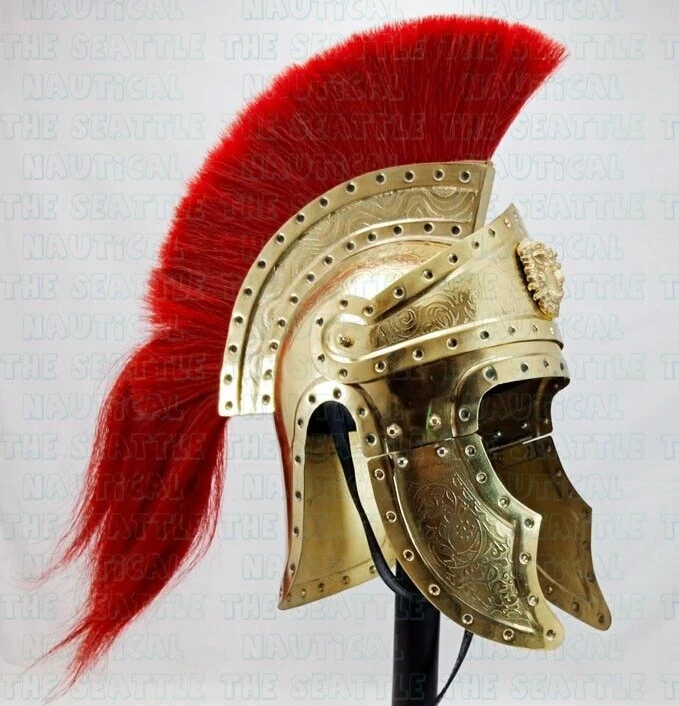 Casco Pretoriano de la Guardia Romana Imperial Hecho a Mano con Pluma Roja Regalo de Navidad Foto 3 de 4