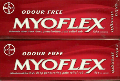 2X Myoflex Extra Strength Deep Penetrating Pain Relief Rub Cream 100g Odour Free