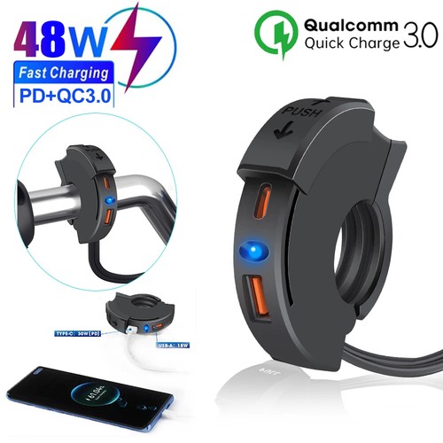 Chargeur USB Moto, Alimentation USB-C, Chargeur Téléphone Portable Guidon Étanche 48W - Photo 15 sur 15