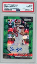 2018 Panini Prizm #BM Baker Mayfield Rookie Auto Green Crystals #72/75 PSA 10