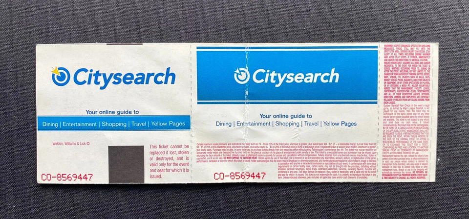 Coldplay Ticket Stub Verizon Amphitheatre 8-20-2005 - Image 2 of 2