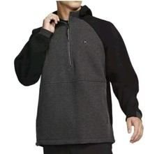 HURLEY Men's THERMA ENDURE QZ Hoodie - Black/Charcoal - Large - NWT