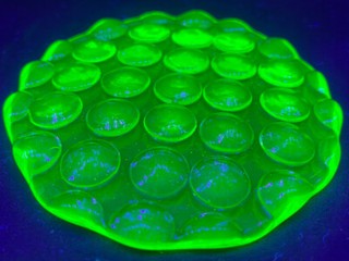 Green Vaseline glass uranium shooter Marble holder tile display yellow art lens