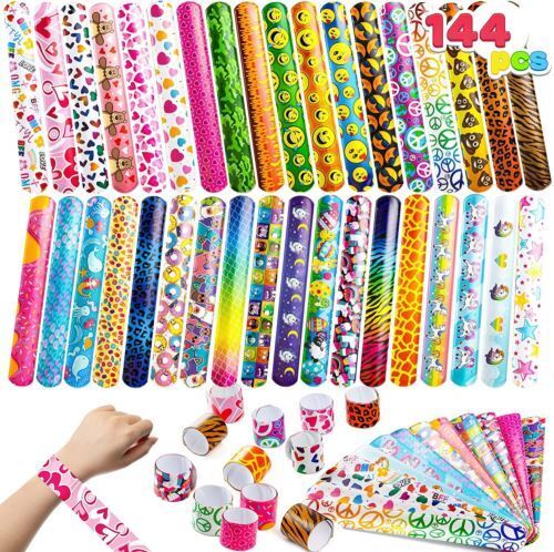 JOYIN 144 Pcs Slap Bracelets for Kids Bulk Wristbands with Animals,...