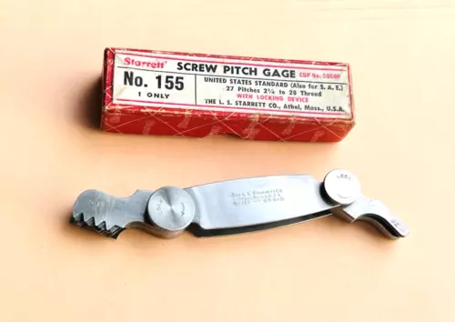STARRETT No.155 Screw Pitch Gage, 27 Leaves 2-1/4 - 28 TPI. Made In the USA 🇺🇸