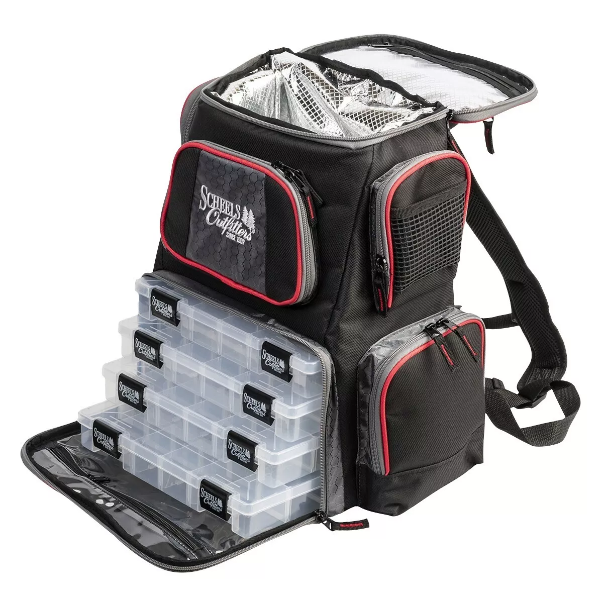 New Backpack Cooler Tackle Fishing Bag/Box With Shoulder Strap, Black