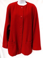 Jaeger Womens Red Wool Batwing Button Coat 10 12 14 Xl