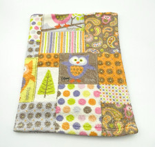 Owl Patchwork Print Baby Blanket Orange Stripe Dot Paisley