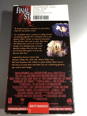 FINAL STAB Horror VHS video Movie Gore Cult Slasher Sex | eBay