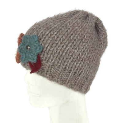 Gelso Bianco Cute Cottagecore Beanie Hat Chunky Knit Floral  display picture 1