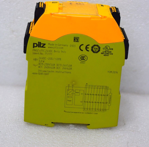 1x PILZ 751111 SAFETY RELAY PNOZ s11C 24VDC 8n/o 1n/c US STOCK - Picture 4 of 5