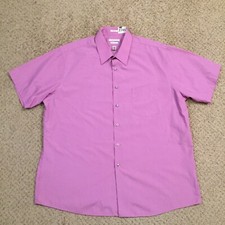 Van Heusen Shirt Mens 17.5 Purple Short Sleeve Button Up