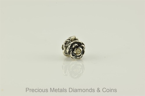 Charmed Memories Sterling Silver Black Oxidized Flower Bead 925 Charm - Picture 3 of 4