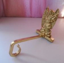 Vtg Xmas Angel Heavy Unpolished Brass Mantel Hook Stocking Holder Hanger Rare