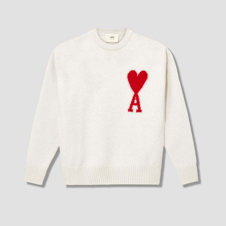Ami Alexandre Mattiussi white heart-shaped sweater with logo Ami Alexandre Mattiussi white heart-shaped sweater with logo
