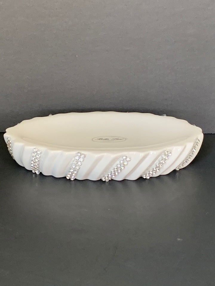 Bella Lux White Swirled Crystal Rhinestones Ceramic Bath Vanity Access