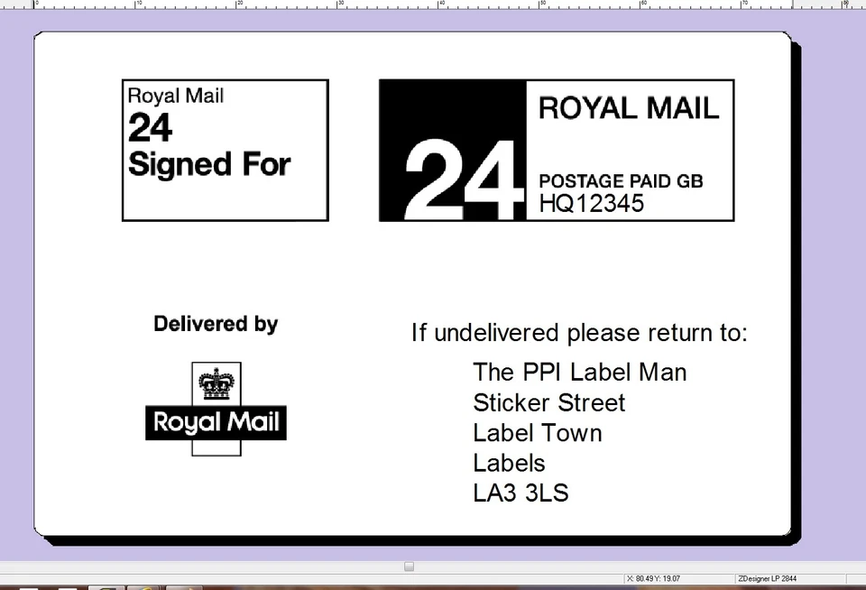 10.000 bedruckte Royal Mail PPI Etiketten auf Rolle permanent