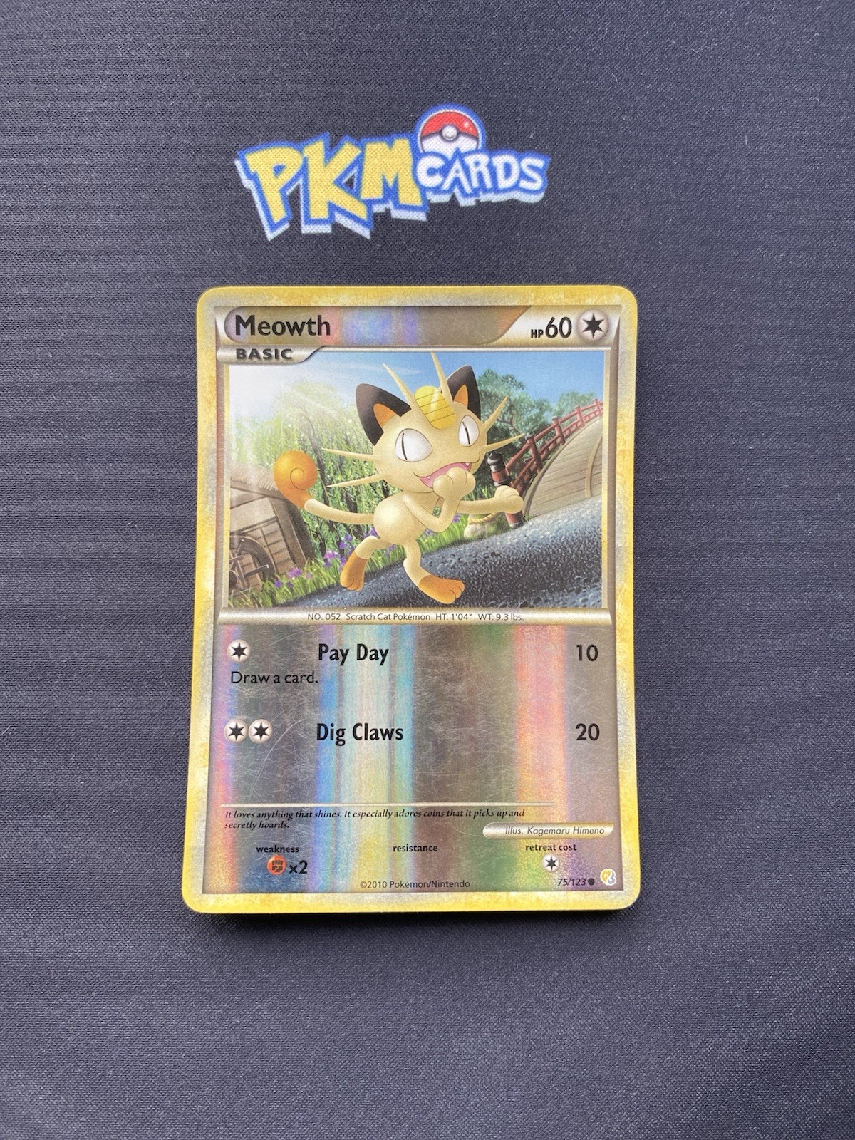 Pokémon TCG Meowth Heartgold & Soulsilver 75/123 Reverse Holo MP.
