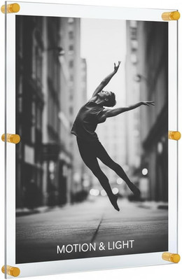 Gold Acrylic Floating Double Panel Wall Frame, 30'' x 40'' Graphic Size