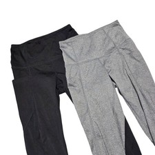 Members Mark High-Rise Ankle Leggings Everyday Activewear - 2 Pack Gray Black