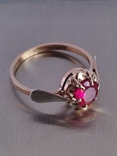 Old Vintage Sterling Silver 925 Ring Red Stone Laboratory Ruby Size US 7/17.3 mm