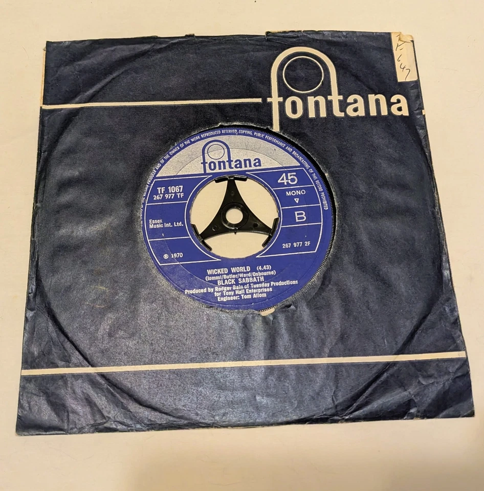 RARE BLACK SABBATH - EVIL WOMAN / WICKED WORLD 7" Original Release Fontana Mono - Image 2 of 4