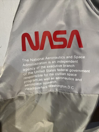NWT Men NASA Logo Spellout Asstseries Bomber Flight Jacket Med Reflective Gray image 7