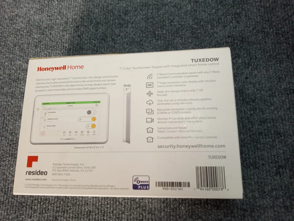 霍尼韦尔家用TUXEDOW 7英寸燕尾服Touch®安全和智能控制器 — 第 2/3 张图片