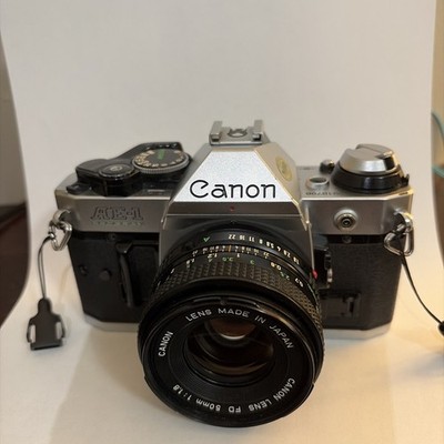 Canon AE-1 Film Camera - Silver with Canon Lens FD 50mm 1:1.8 Good condition