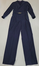 Ralph Lauren Purple Label Italy Wool Pinstripe Belted Tailored Jumpsuit Womens 8