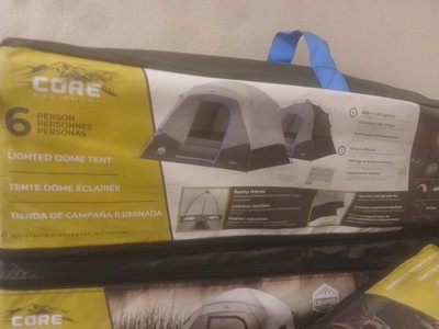 Tent Lighted 6-Person Instant Camping Cabin Led Dome Core Person Hub Shelter