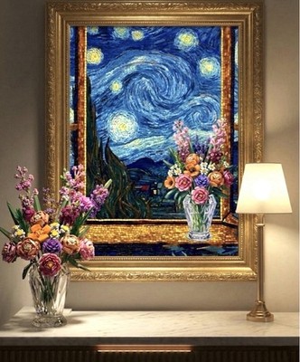 Botanical Flowers Building Set Matching Starry Night +Necklace +3in1 Gift Free 