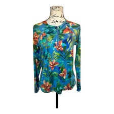 Hurley Women's Long Sleeve Rash Guard Swim Shirt Tropical Size S UV Protection