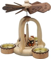Pyramide Skifahrer HöHe 17Cm NEU Teelichtpyramide Holzpyramide Erzgebirge