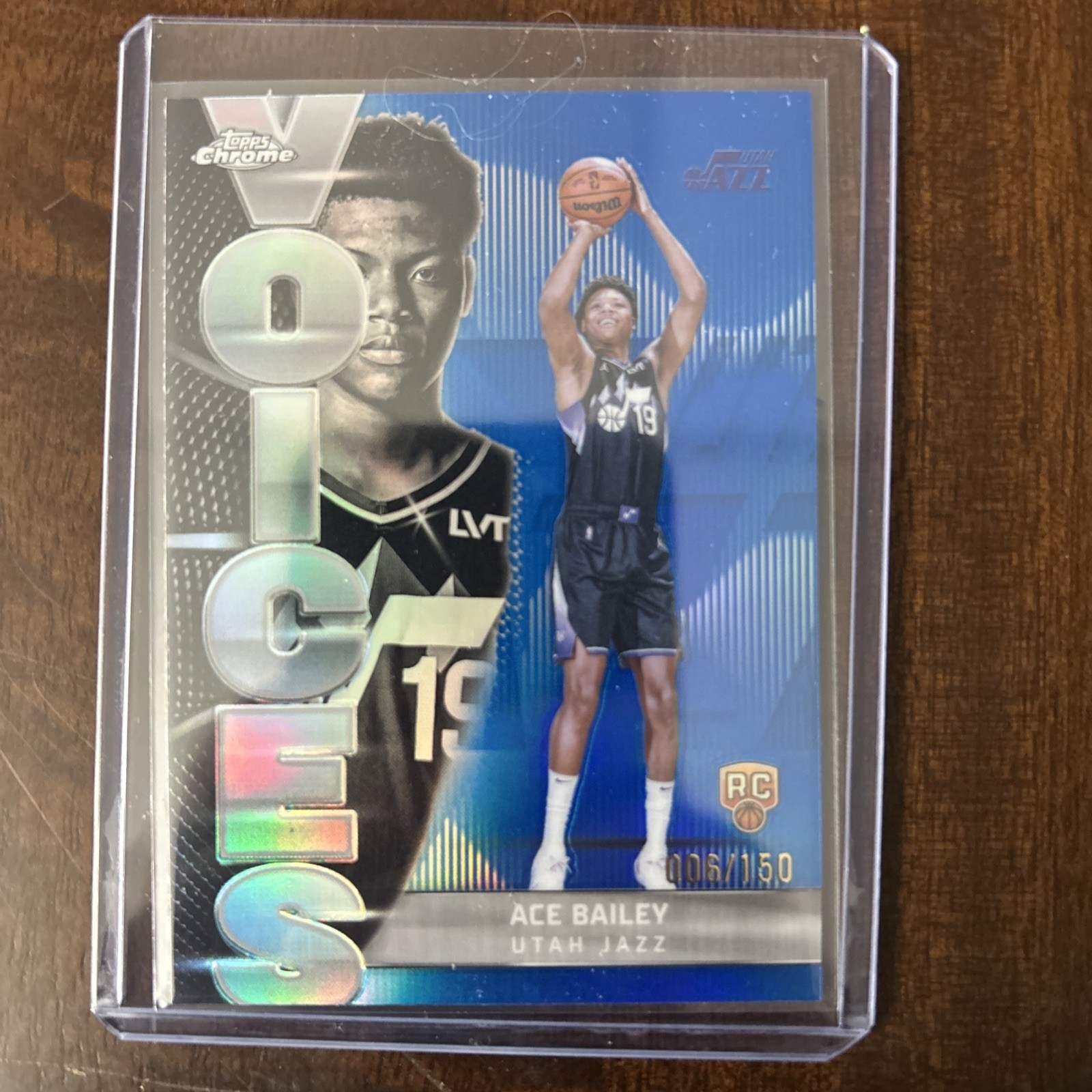 2025-26 Topps Chrome Ace Bailey Voices RC #006/150 Blue Refractor