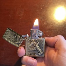 Ngling Military Style Folding Lighter, Brass Coloured Perfect Working Order