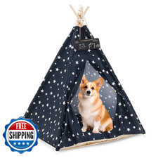 Pet Teepee Tent for Dogs  Cats - 24/43 Inch Portable Indoor Dog House