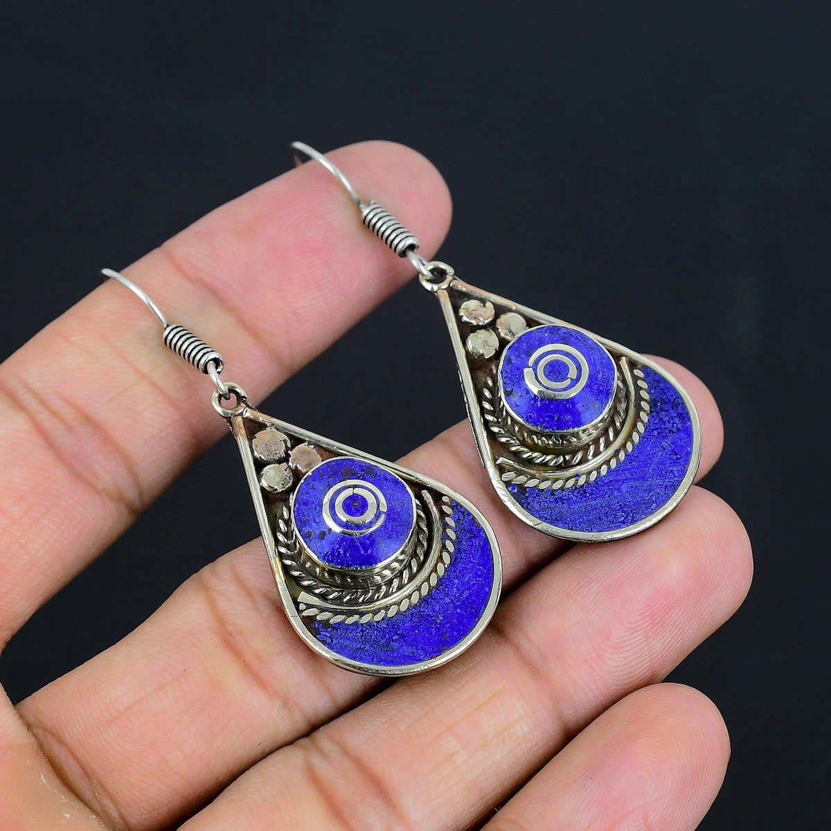 Orecchini pendenti in argento con lapislazzuli blu | FindTheDeal