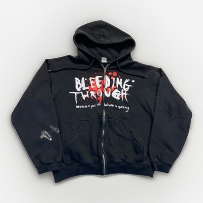 Bleeding Through Hoodie Mens S Sweatshirt Y2K Vtg Metalcore Trustkill Emo Goth