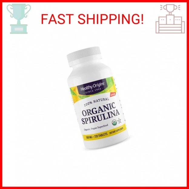 Espirulina orgánica Healthy Origins 500 mg (certificada orgánica, certificada Kosher, N Foto 2 de 2