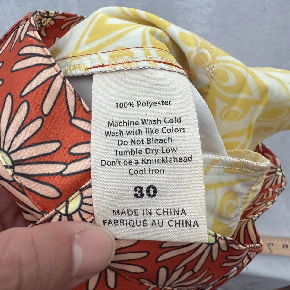 Loudmouth 短裤男式 30 橙色 Daisey 几何高尔夫性能运动 — 第 2/4 张图片