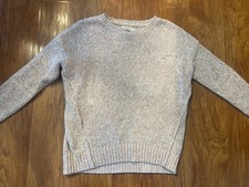 LOFT Woman s Size Medium Pink Knit Sweater with Blue Hint of Color