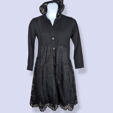 NWT Baiyilun Black Knit & Lace Asymmetrical Dress