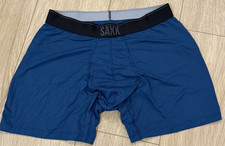 SAXX QUEST Ballpark Pouch Mens M - Blue Quick Dry Mesh Boxer Brief New w/o Tags