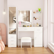 Glamorous Illuminated Makeup Vanity Desk with Mirror  Storage Drawers