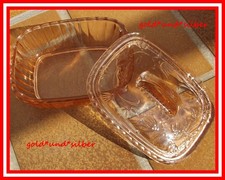 ART DECO Pressglas SCHALE 1937 Konfekt DOSE rosa ROSALIN Glas WALTHER S&ouml;hne DDR
