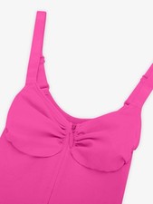 Pink One Piece Bodysuit with Zipper, Snap Closure Adjustable Straps