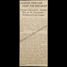1919 German Junkers Proclaim Fight For Monarchy Print Clipping Empire Vs Repubic